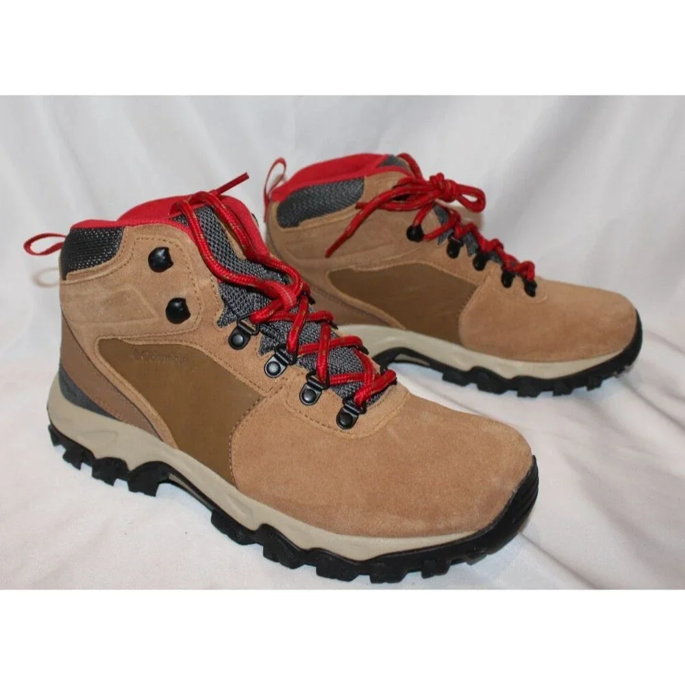 COLUMBIA MEN NEWTON RIDGE PLUS II WATERPROOF HIKING BOOT‎ SIZE 7 ELK/RED NIB